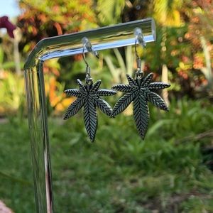 Weed Earrings handmade with matching charm set